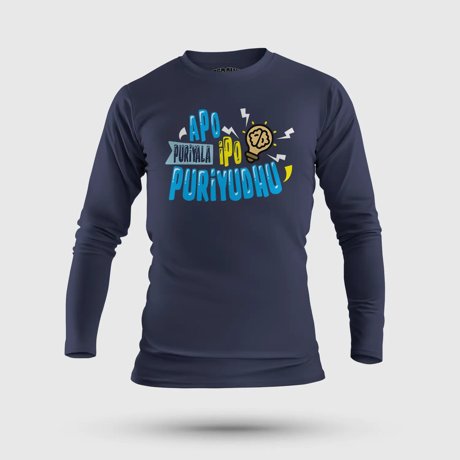Apo Puriyala, Ipo Puriyudhu Men/Unisex Long Sleeve T-Shirt in Navy Blue Color