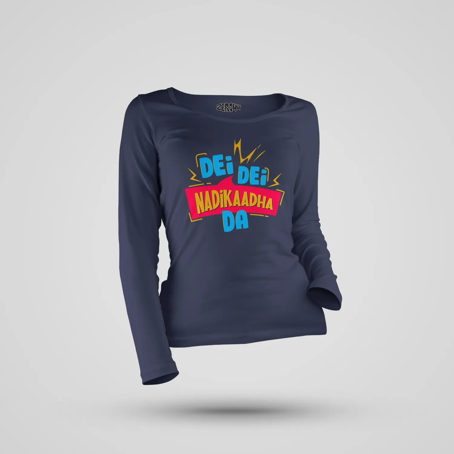 Dei Dei Nadikaadha Da Women's Long Sleeve T-Shirt in Navy Blue Color