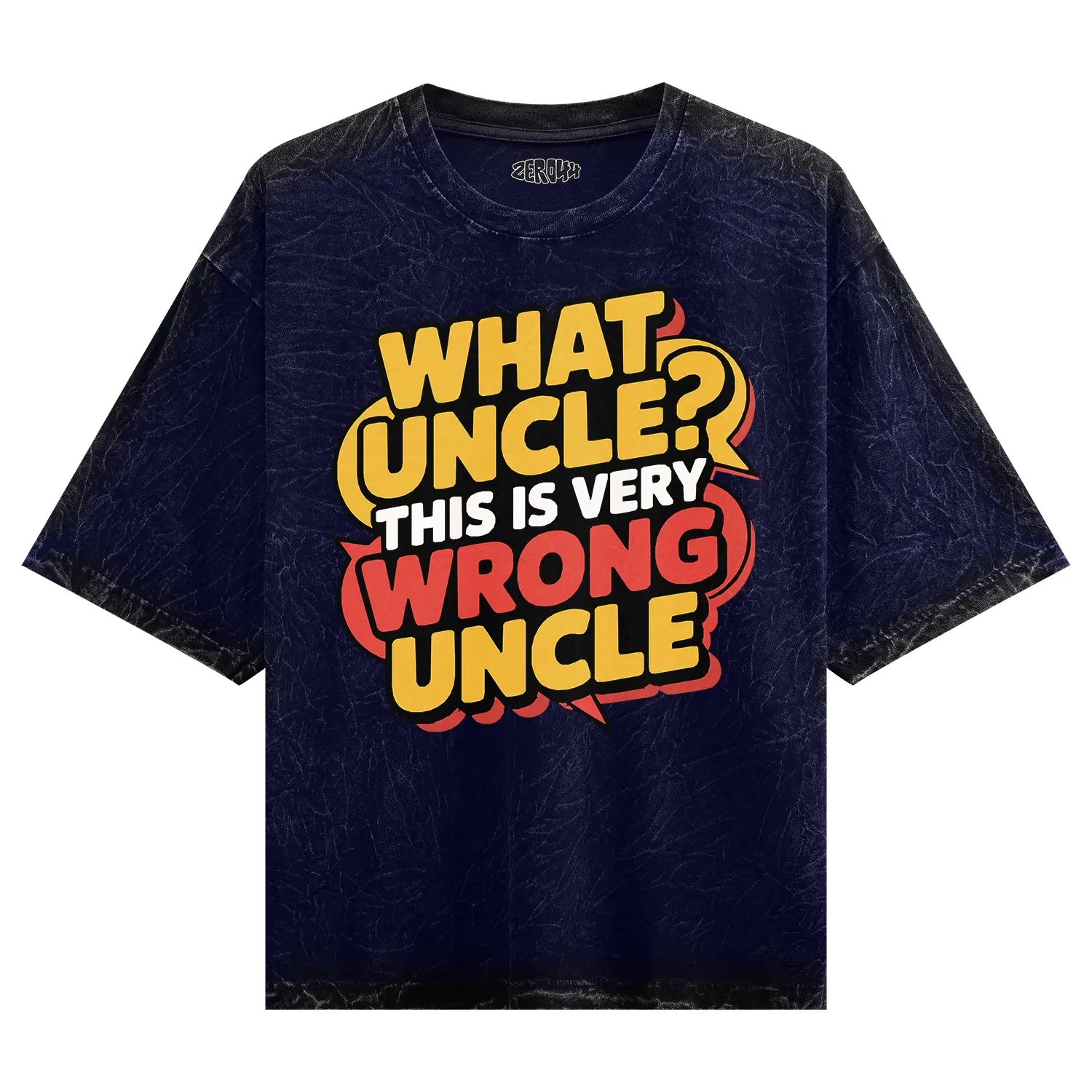 Why Uncle, This Is Very Wrong Uncle Men/Unisex Acid Wash Oversized T-Shirt in Navy Blue Color