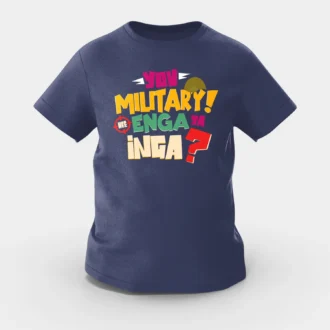 Yov Military, Nee Enga Ya Inga Girls Round Neck T-Shirt in Navy Blue Color