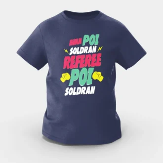 Avan Poi Soldran Referee, Poi Soldran Girls Round Neck T-Shirt in Navy Blue Color
