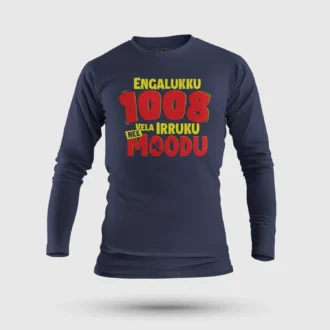 Engalukku 1008 Vela Irruku, Nee Moodu Men/Unisex Long Sleeve T-Shirt in Navy Blue Color