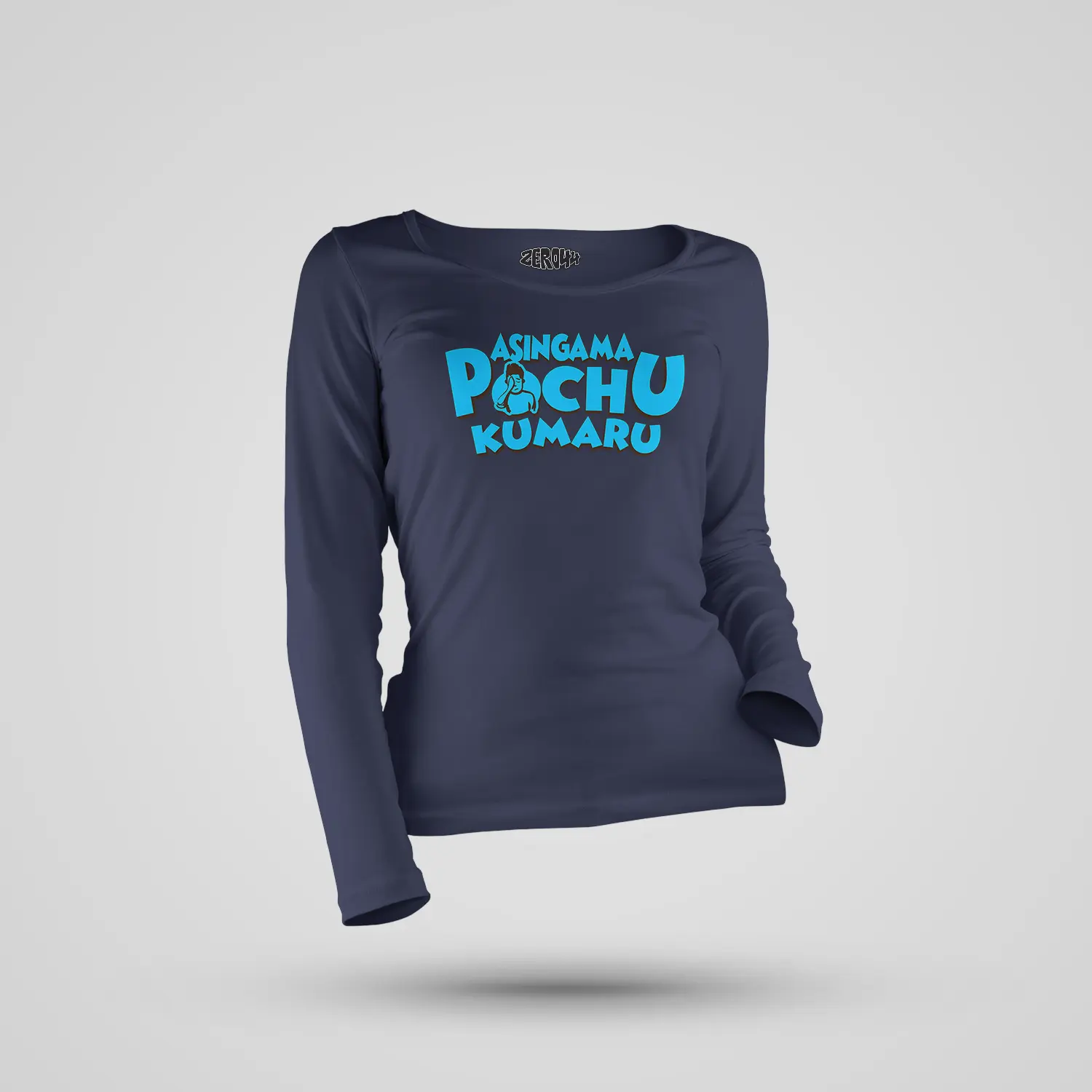 Asingama Pochu Kumaru Women's Long Sleeve T-Shirt in Navy Blue Color