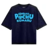Asingama Pochu Kumaru Men/Unisex Acid Wash Oversized T-Shirt in Navy Blue Color