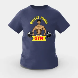 Bullet Pandi Gym Girls Round Neck T-Shirt in Navy Blue Color