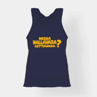 Neega Nallavara Kettavara Women's Tank Top in Navy Blue Color