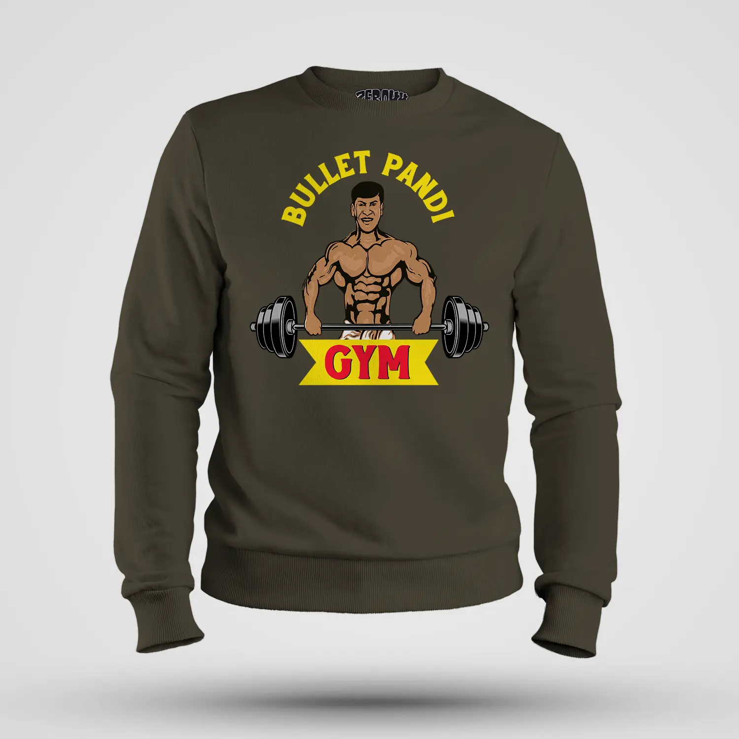 Bullet Pandi Gym Men/Unisex Sweatshirt in Olive Green Color