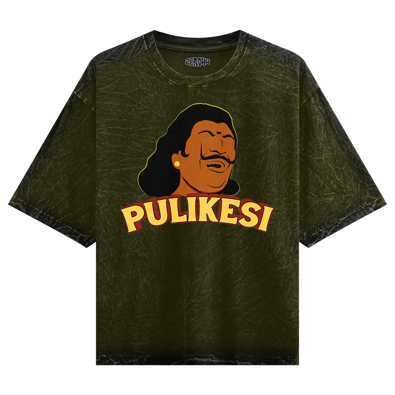 Pulikesi Men/Unisex Acid Wash Oversized T-Shirt in Olive Green Color