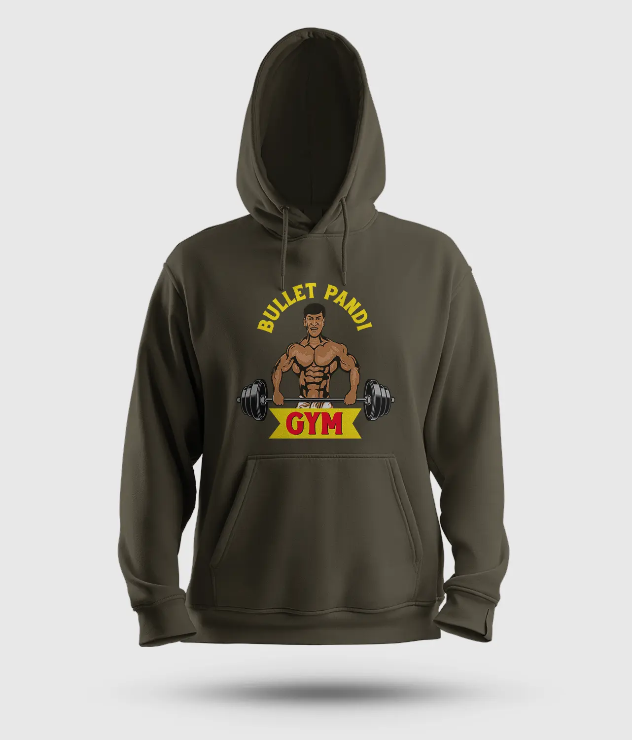 Bullet Pandi Gym Men/Unisex Hoodie in Olive Green Color