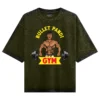Bullet Pandi Gym Men/Unisex Acid Wash Oversized T-Shirt in Olive Green Color