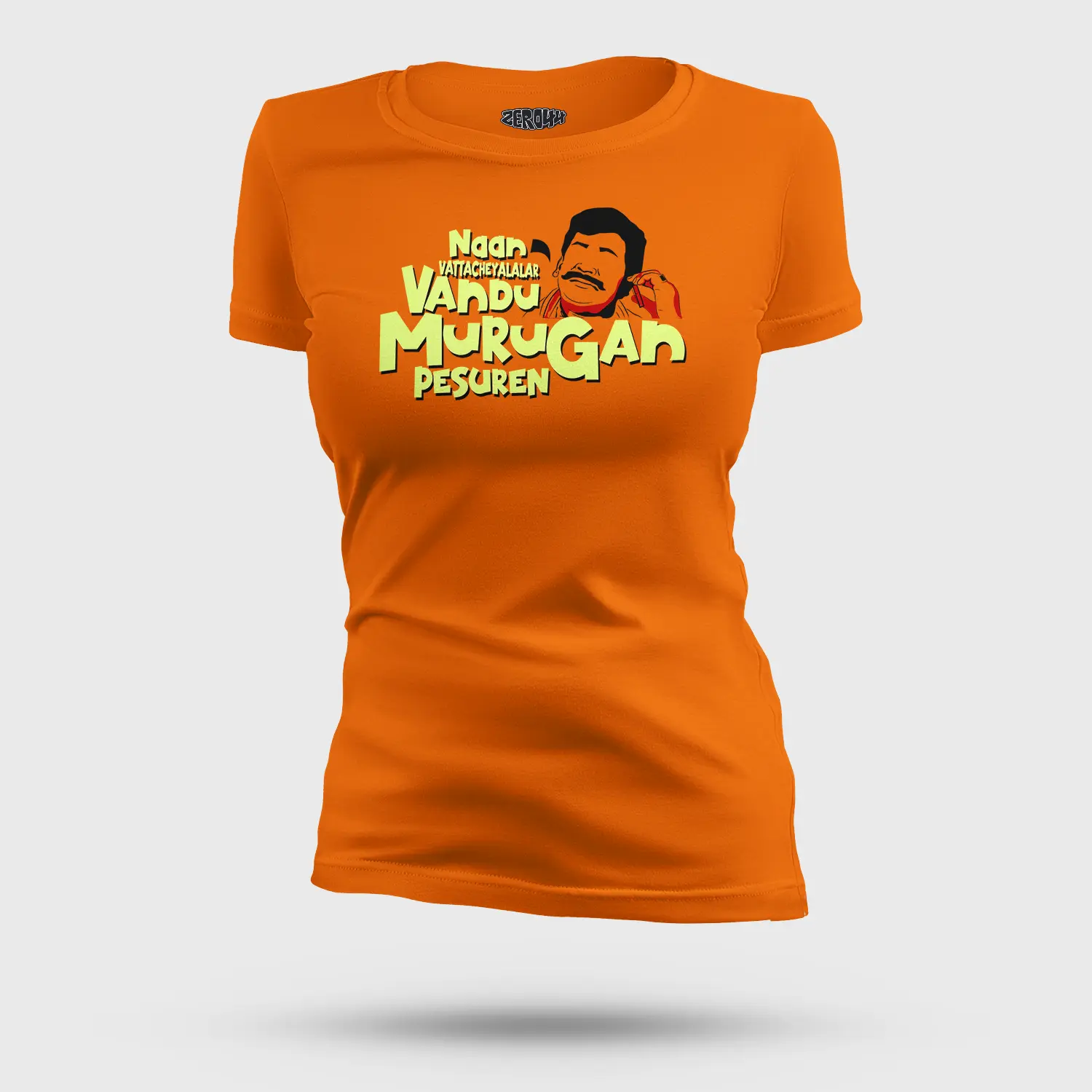 Naan Vattacheyalalar Vandu Murugan Pesuren Women's T-Shirt in Orange Color