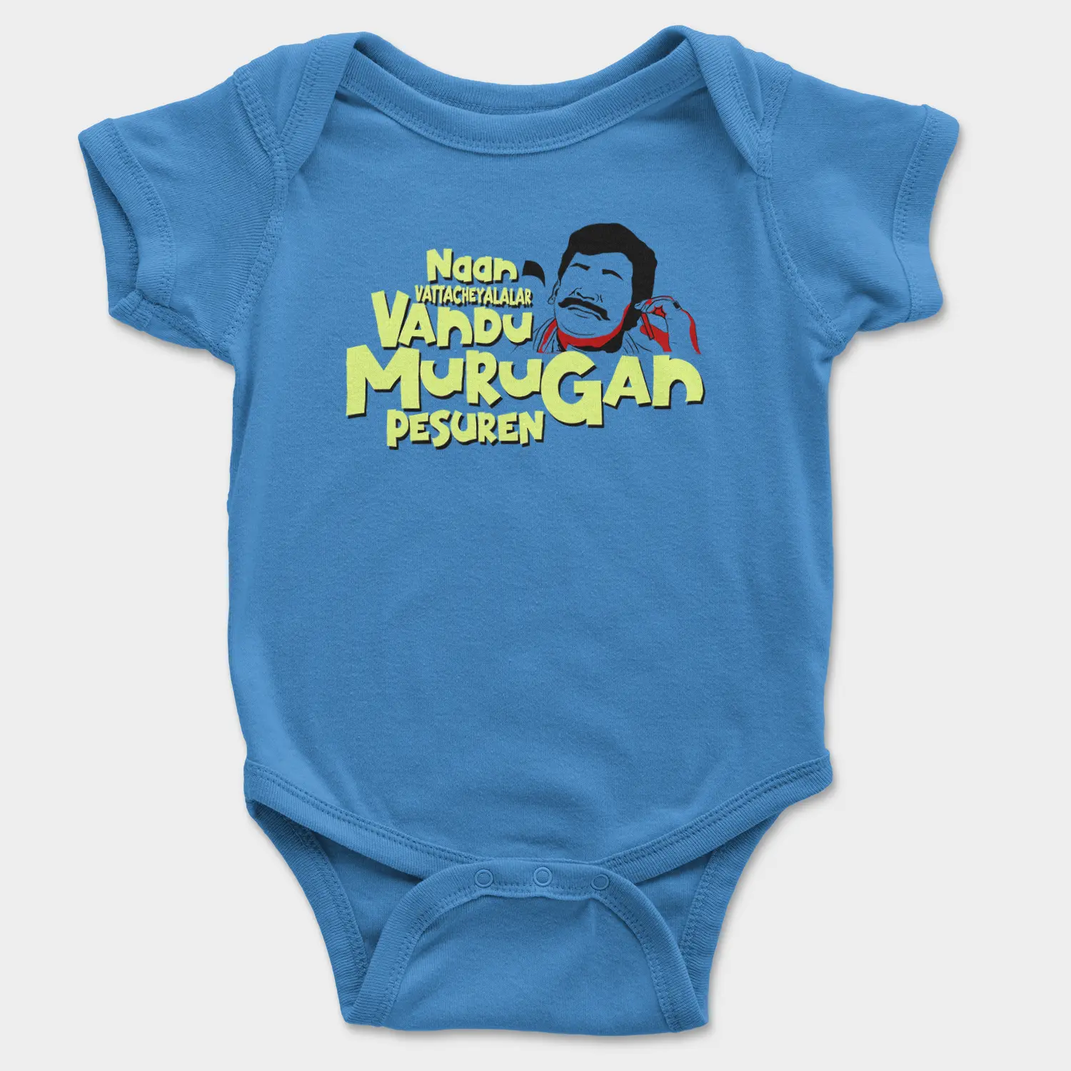 Naan Vattacheyalalar Vandu Murugan Pesuren Onesie/Romper in Orchid Blue Color
