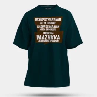Ussupetharavan Kitta Ummnu, Kadupetharavan Kitta Gummunu Men/Unisex Oversized T-Shirt in Petrol Blue Color