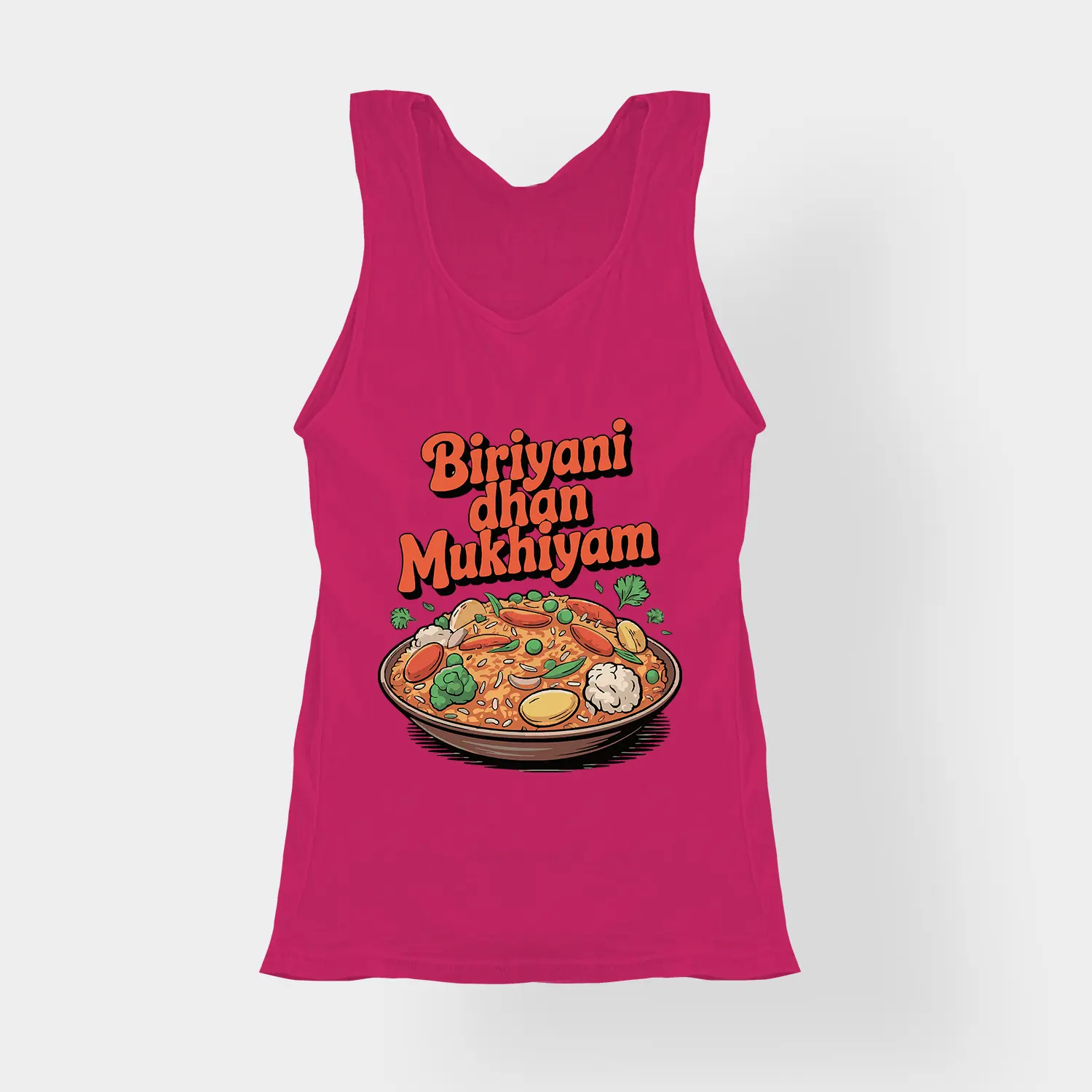 Biriyani Dhan Mukhiyam Veg Women's Tank Top in Pink Color