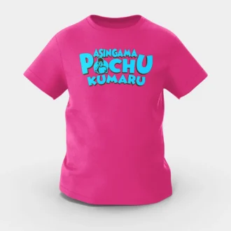 Asingama Pochu Kumaru Girls Round Neck T-Shirt in Pink Color