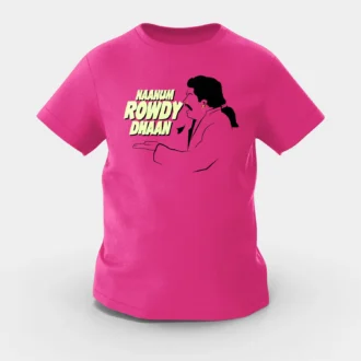 Naanum Rowdy Dhaan Girls Round Neck T-Shirt in Pink Color