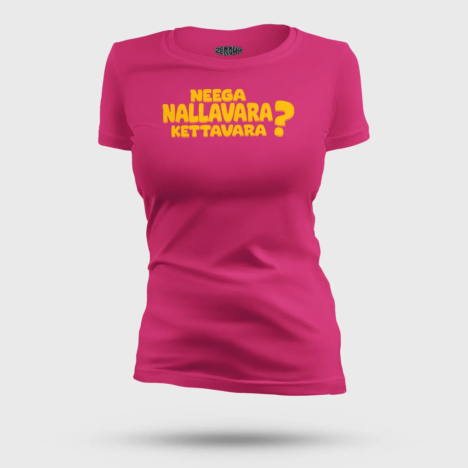 Neega Nallavara Kettavara Women's T-Shirt in Pink Color