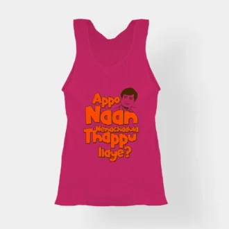 Appo Naan Nenachadula Thappu Ilaye Women's Tank Top in Pink Color