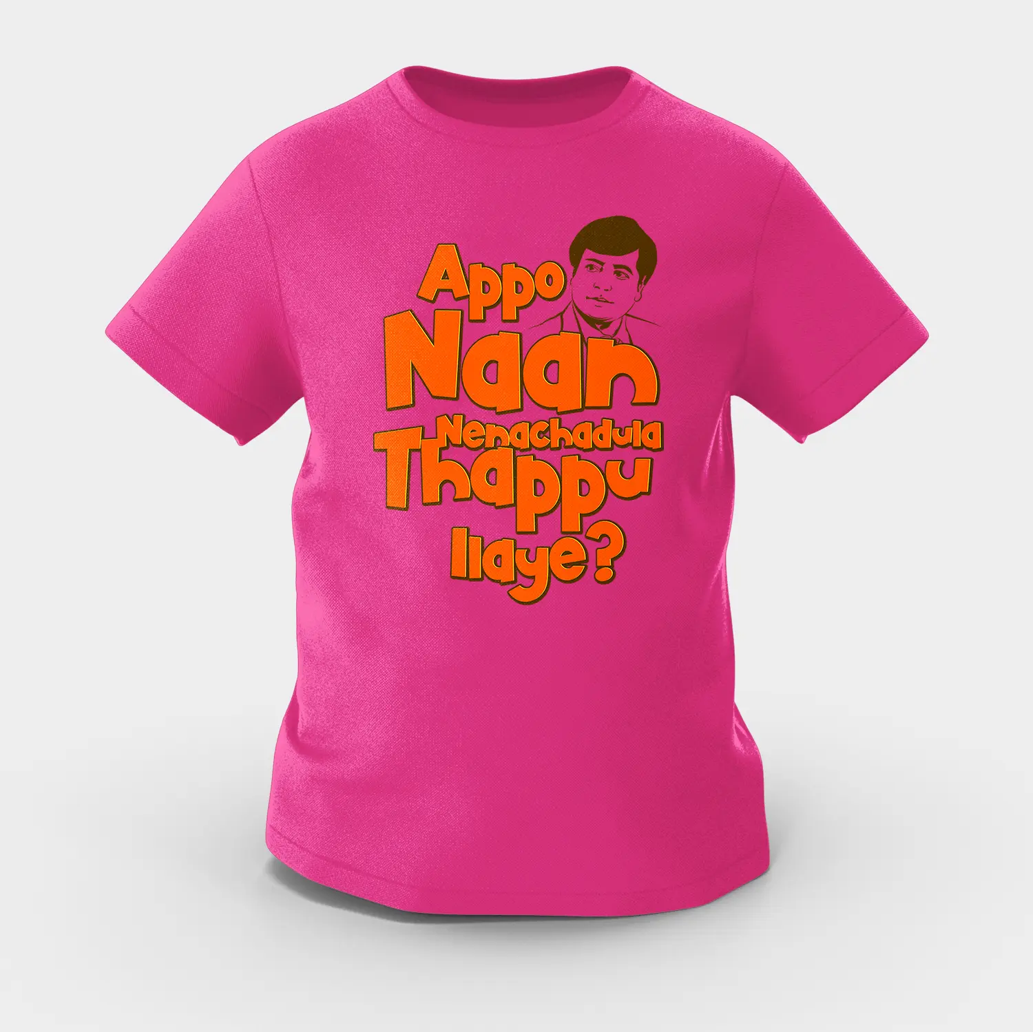 Appo Naan Nenachadula Thappu Ilaye Girls Round Neck T-Shirt in Pink Color