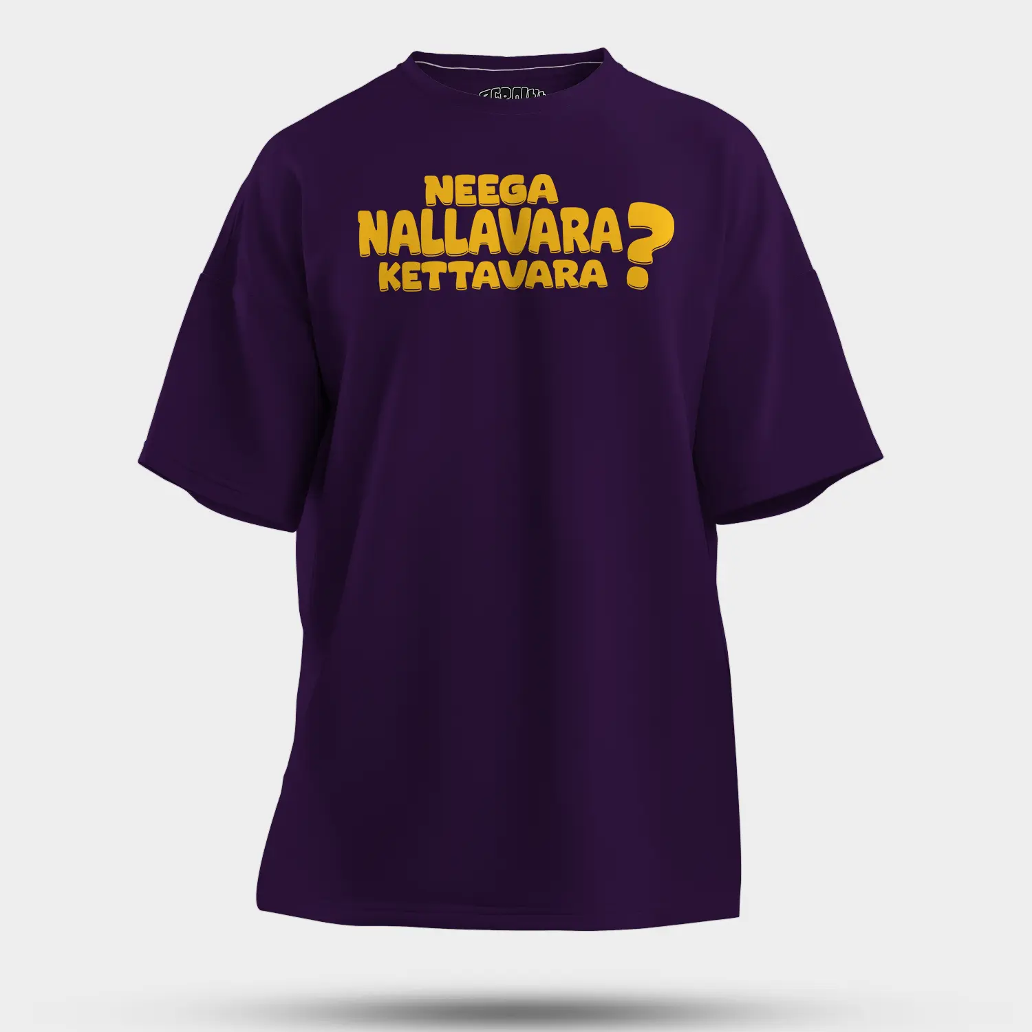 Neega Nallavara Kettavara Men/Unisex Oversized T-Shirt in Purple Color