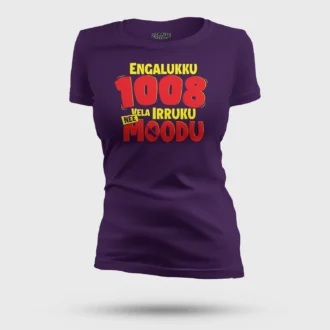 Engalukku 1008 Vela Irruku, Nee Moodu Women's T-Shirt in Purple Color