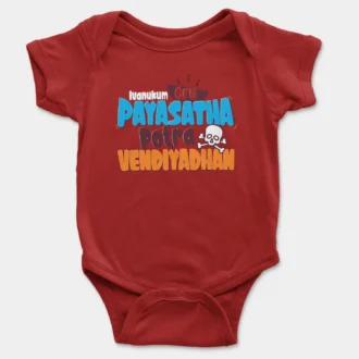 Ivanukum Oru Payasatha Potra Vendiyadhan Onesie/Romper in Red Color