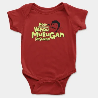 Naan Vattacheyalalar Vandu Murugan Pesuren Onesie/Romper in Red Color