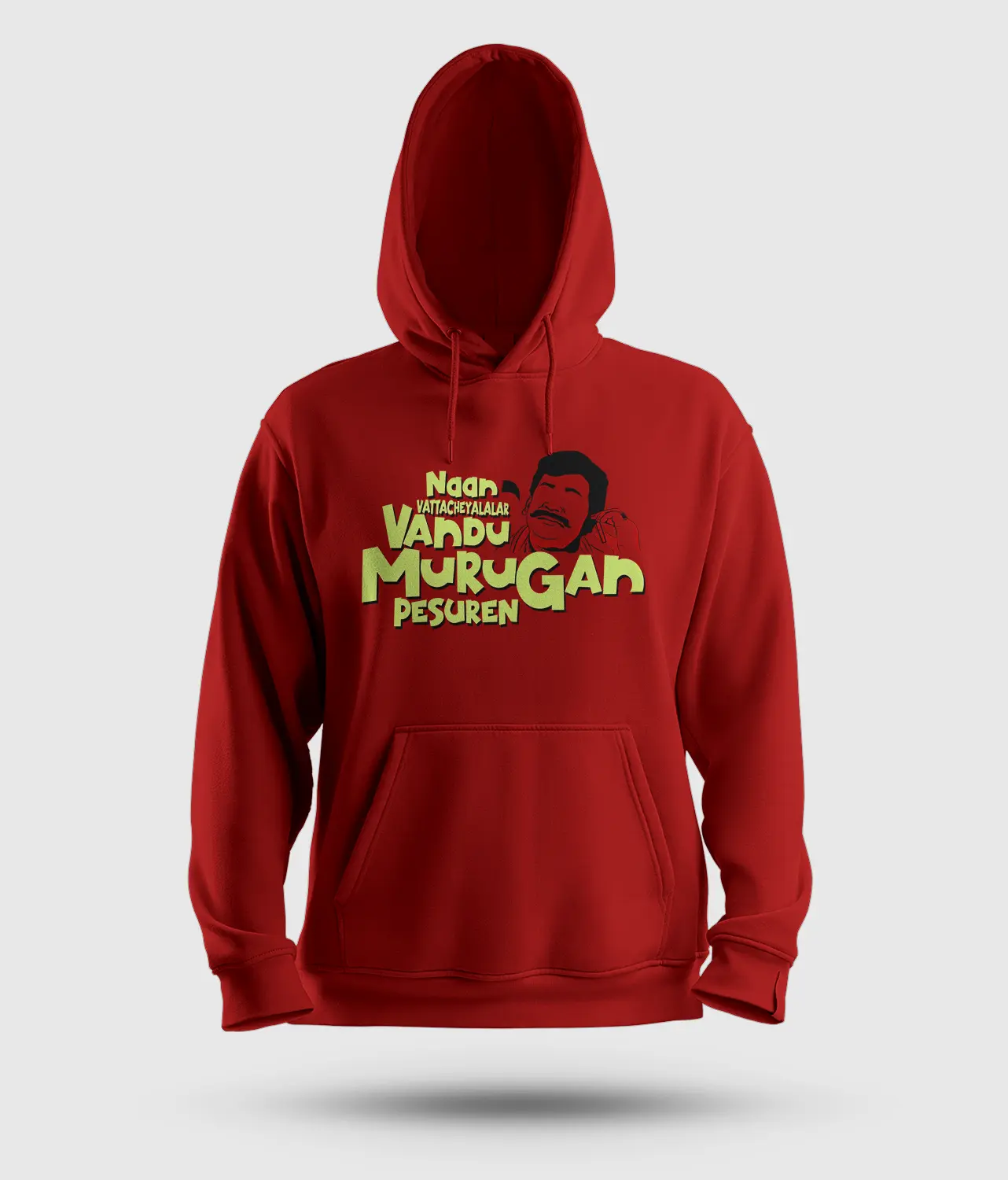 Naan Vattacheyalalar Vandu Murugan Pesuren Men/Unisex Hoodie in Red Color
