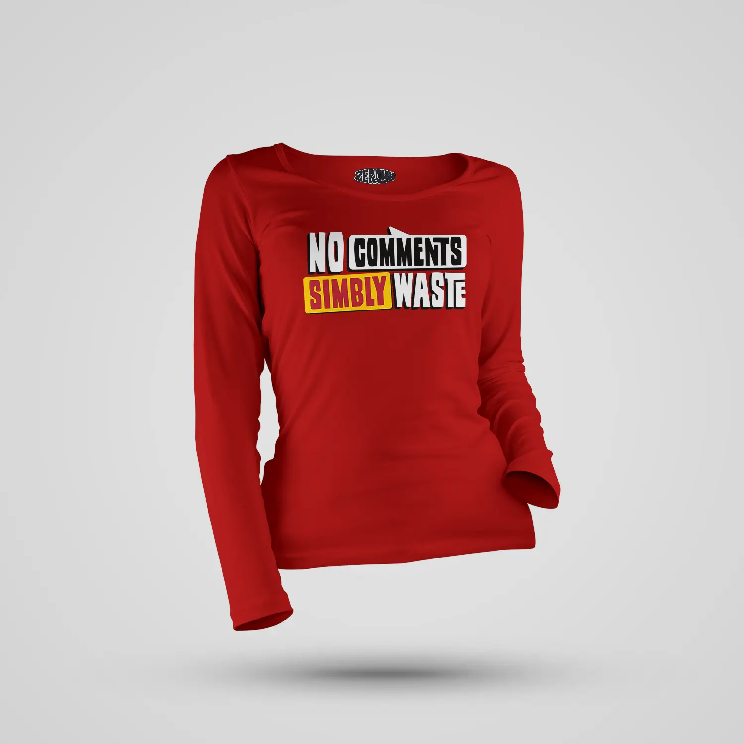 No Comments Simbly Waste Women's Long Sleeve T-Shirt in Red Color