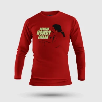 Naanum Rowdy Dhaan Men/Unisex Long Sleeve T-Shirt in Red Color