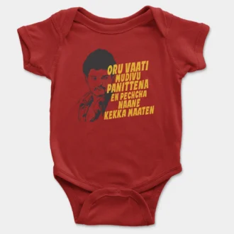 Oru Vaati Mudivu Panittena, En Pechcha Naane Kekka Maaten Onesie/Romper in Red Color