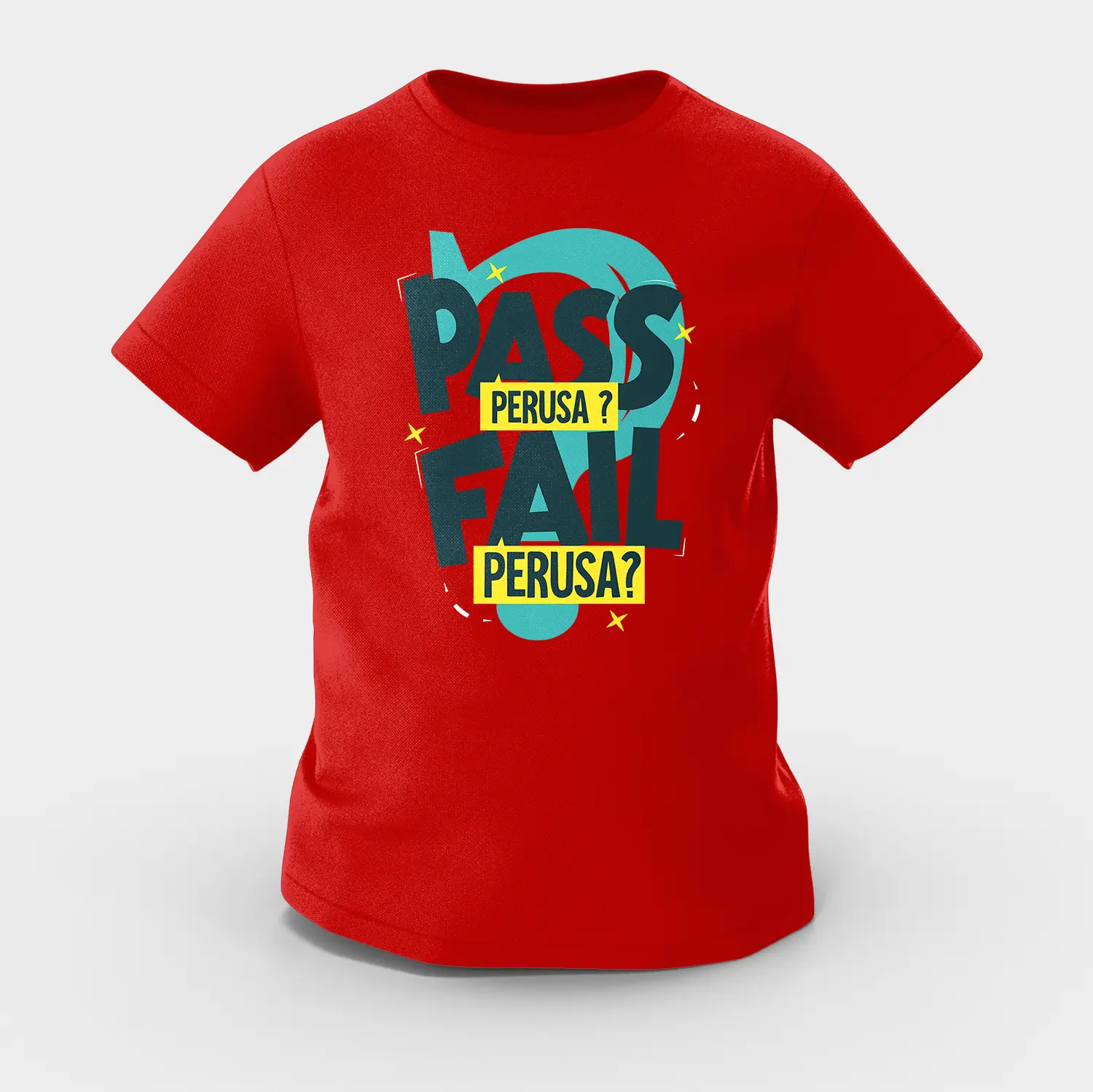 Pass Perusa Fail Perusa Girls Round Neck T-Shirt in Red Color