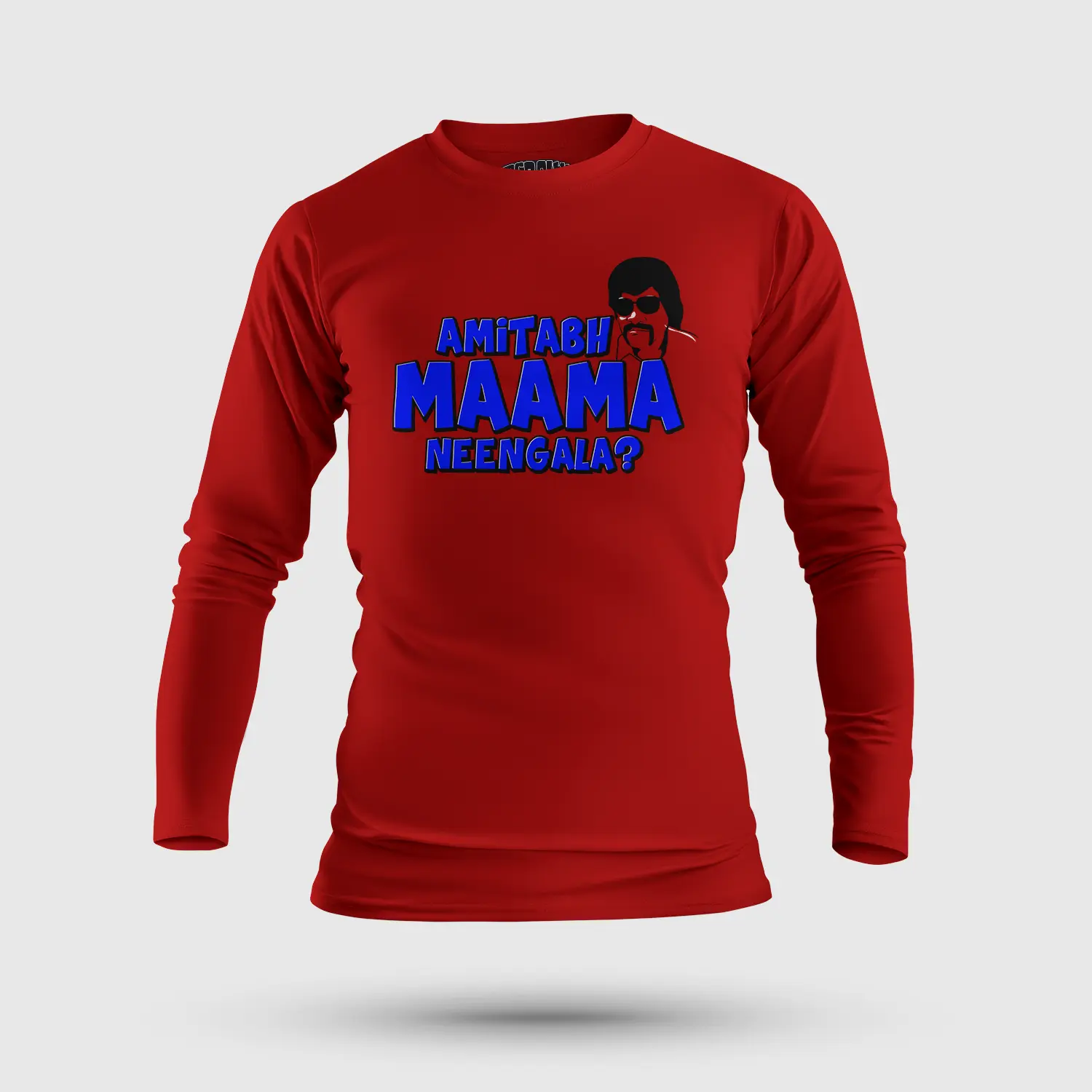 Amitabh Maama Neengala Men/Unisex Long Sleeve T-Shirt in Red Color