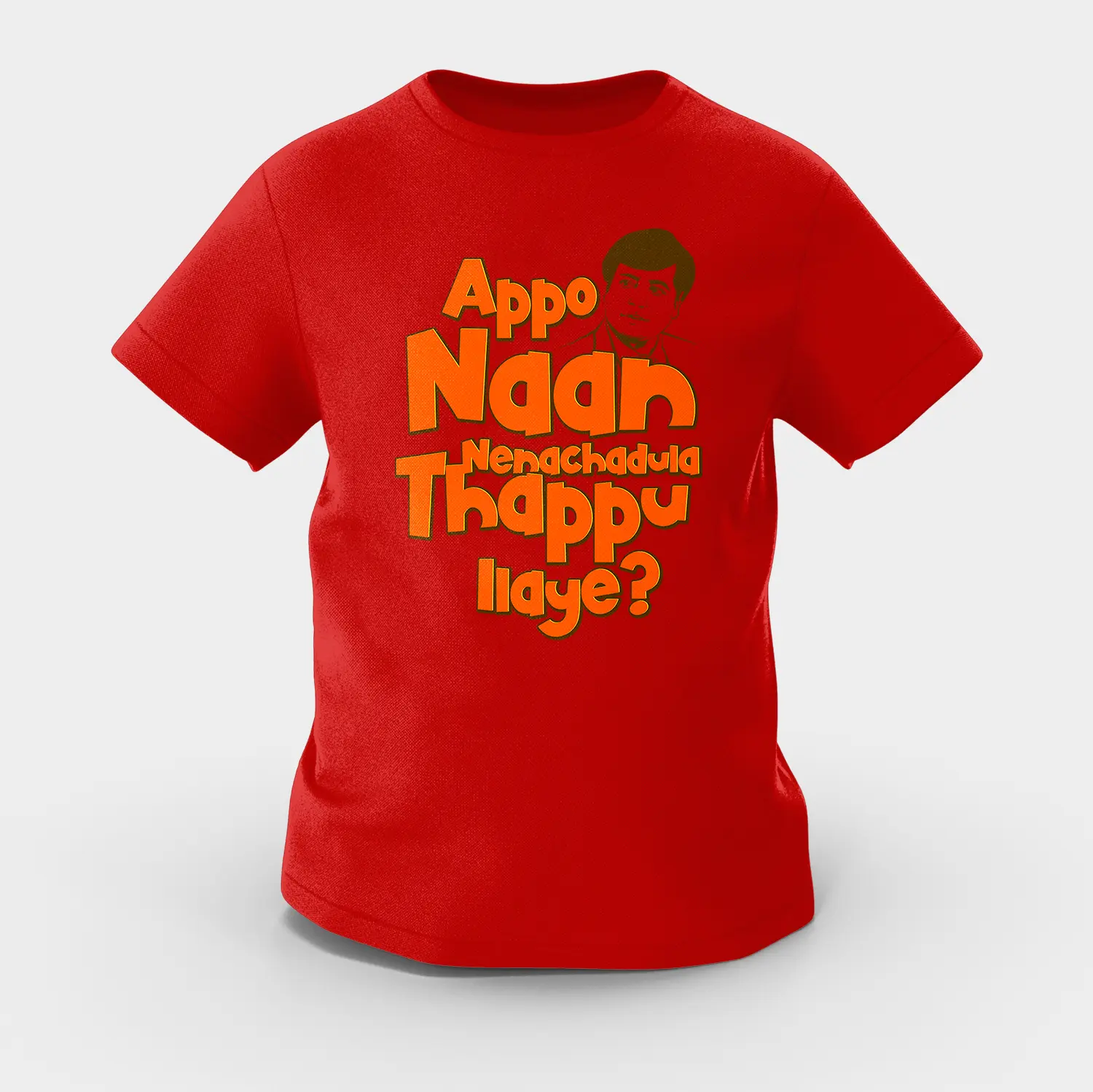 Appo Naan Nenachadula Thappu Ilaye Girls Round Neck T-Shirt in Red Color