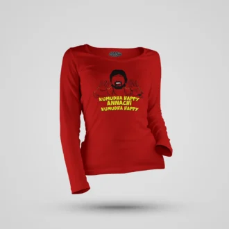 Kumudha Happy Annachi, Kumudha Happy Women's Long Sleeve T-Shirt in Red Color