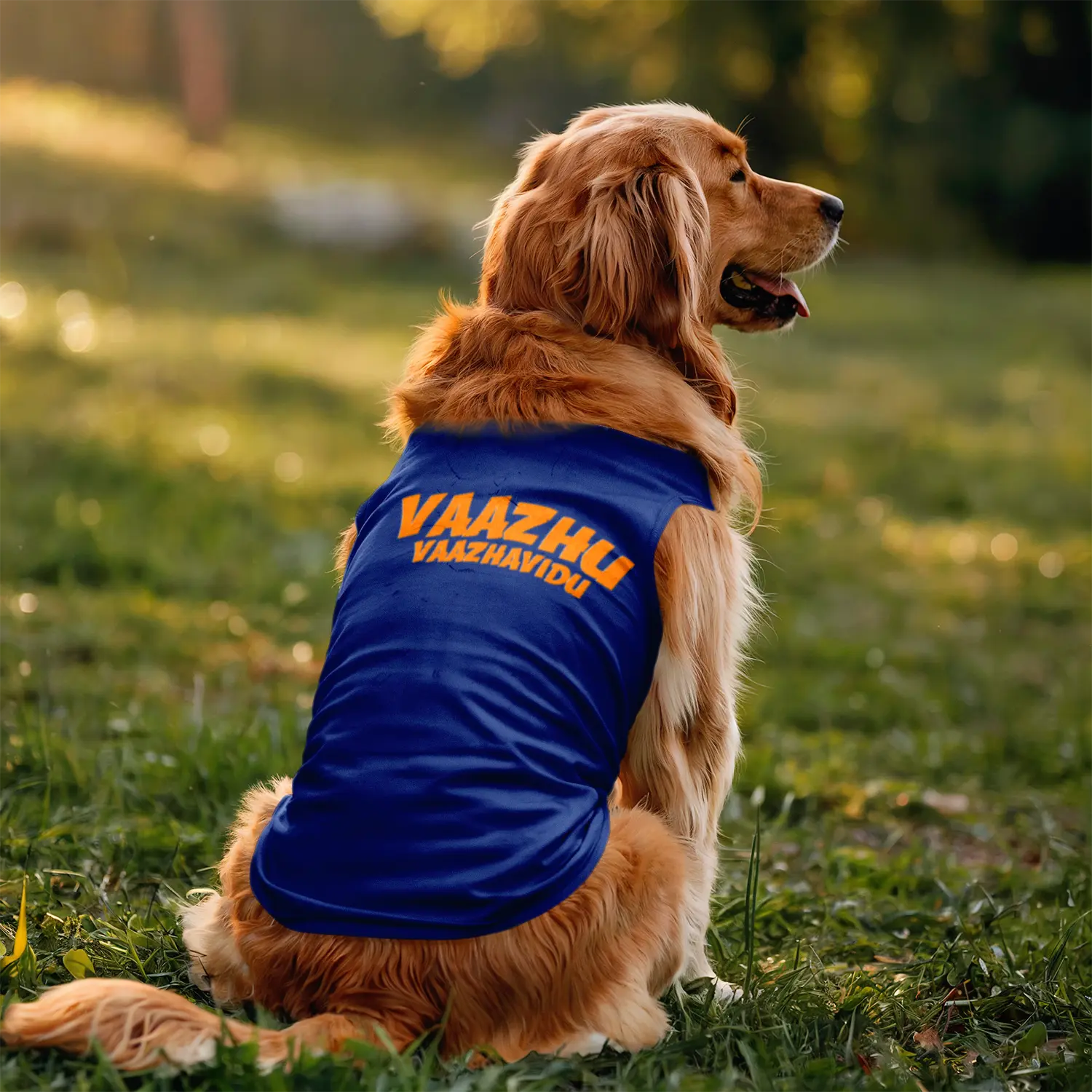 Vaazhu Vaazhavidu Dog Tank in Royal Blue Color