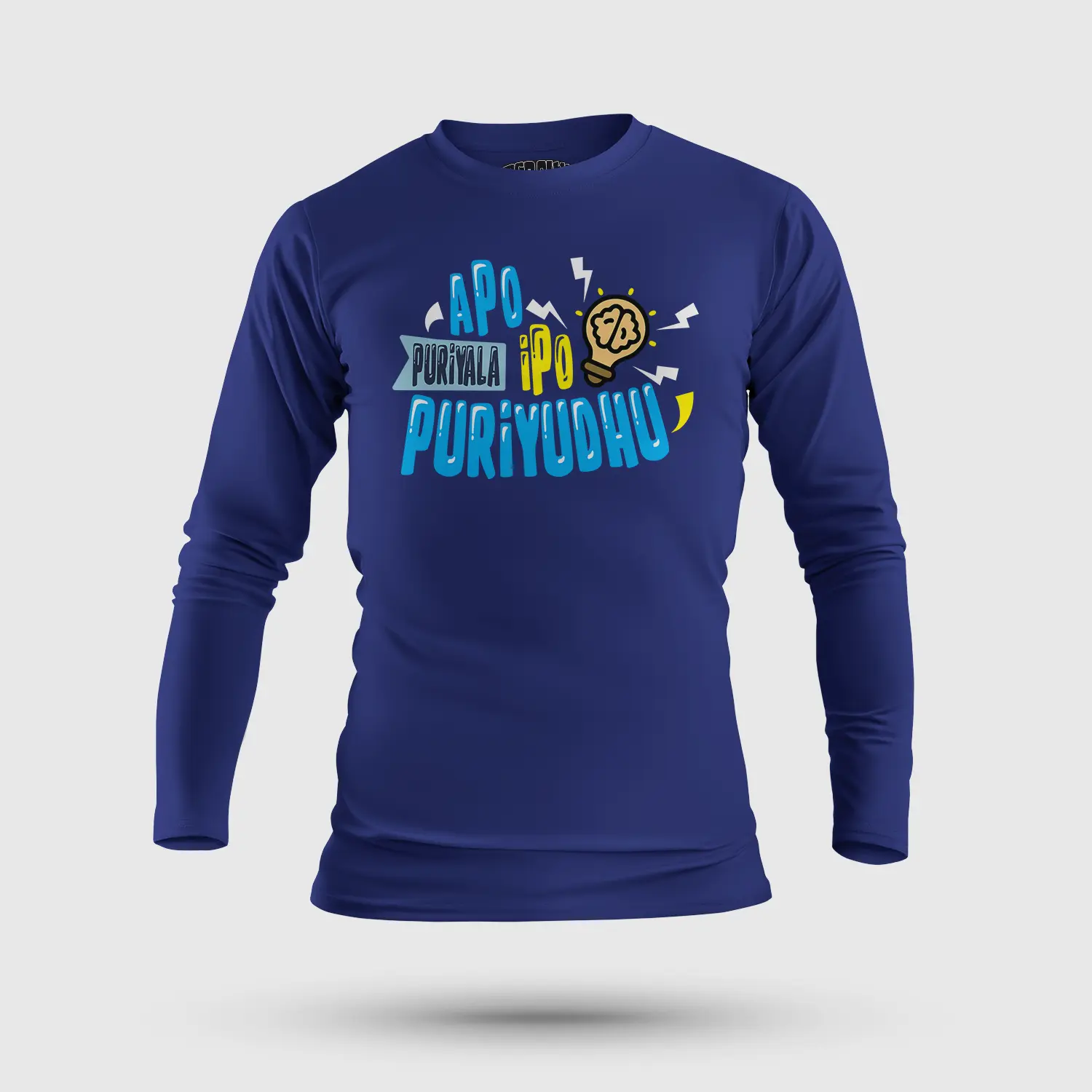 Apo Puriyala, Ipo Puriyudhu Men/Unisex Long Sleeve T-Shirt in Royal Blue Color