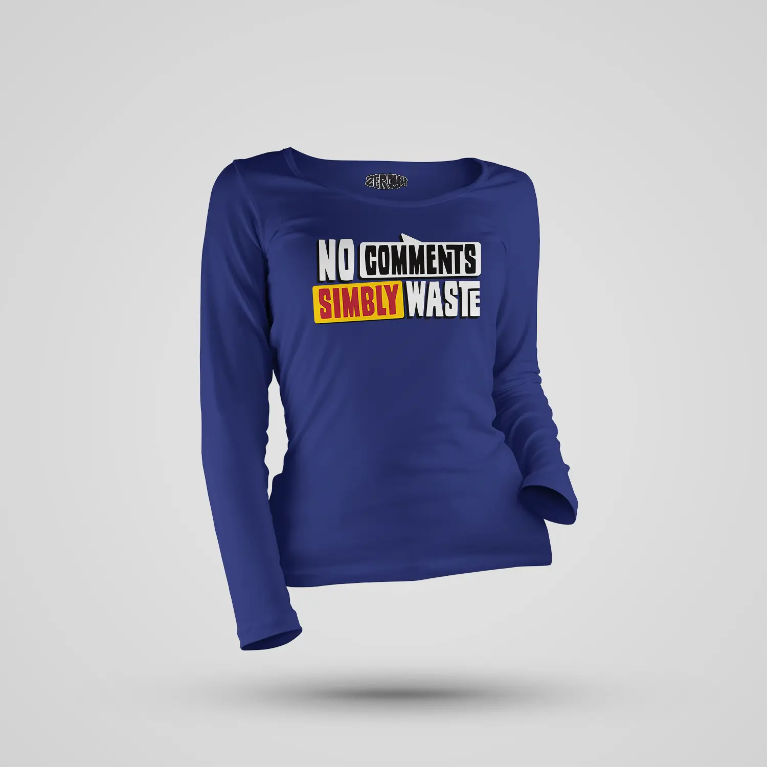 No Comments Simbly Waste Women's Long Sleeve T-Shirt in Royal Blue Color