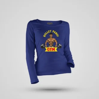 Bullet Pandi Gym Women's Long Sleeve T-Shirt in Royal Blue Color