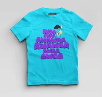 Awaa Awaa Awawaa Awawaa Awaa Awaa Boys Round Neck T-Shirt in SkyBlue Color