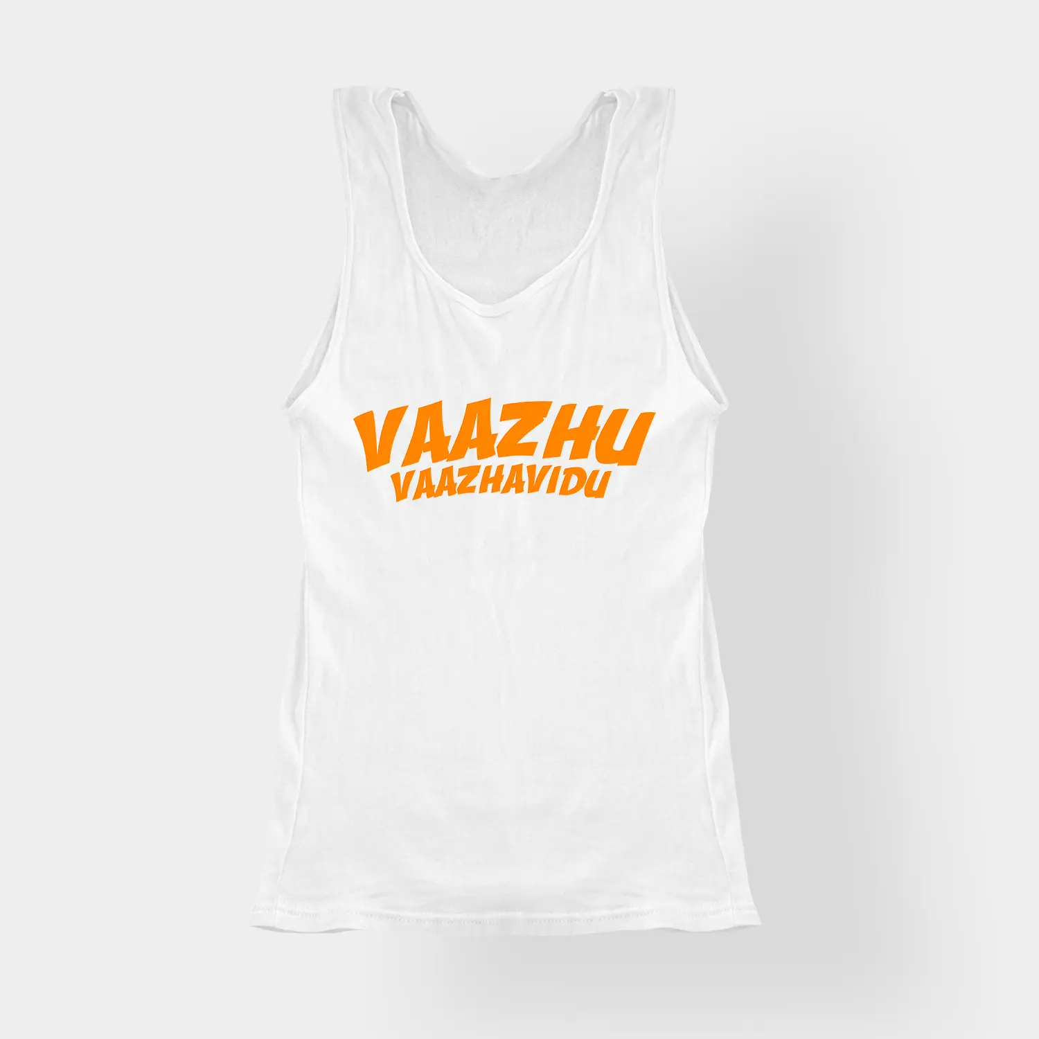 Vaazhu Vaazhavidu Women's Tank Top in White Color