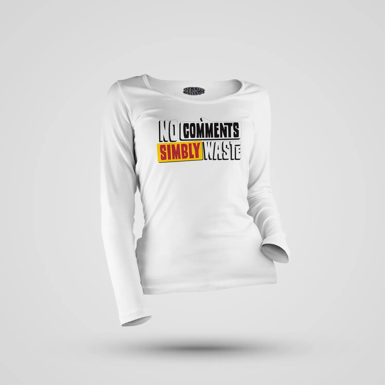 No Comments Simbly Waste Women's Long Sleeve T-Shirt in White Color