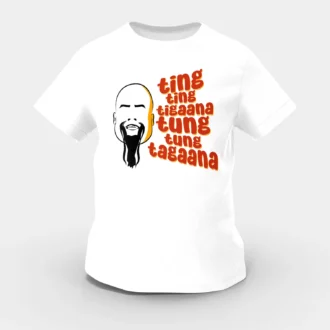 Ting Ting Tigaana, Tung Tung Tagaana Girls Round Neck T-Shirt in White Color