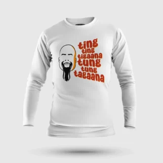 Ting Ting Tigaana, Tung Tung Tagaana Men/Unisex Long Sleeve T-Shirt in White Color