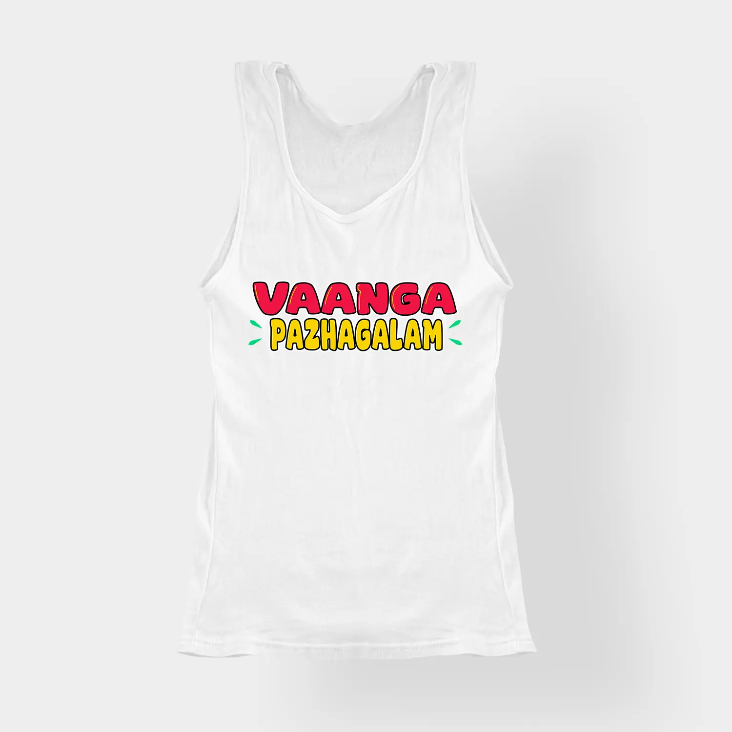 Vaanga Pazhagalam Women's Tank Top in White Color
