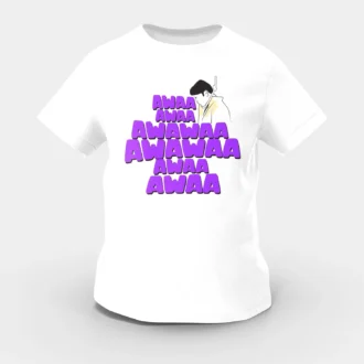 Awaa Awaa Awawaa Awawaa Awaa Awaa Girls Round Neck T-Shirt in White Color