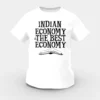 Indian Economy Is The Best Economy Girls Round Neck T-Shirt in White Color