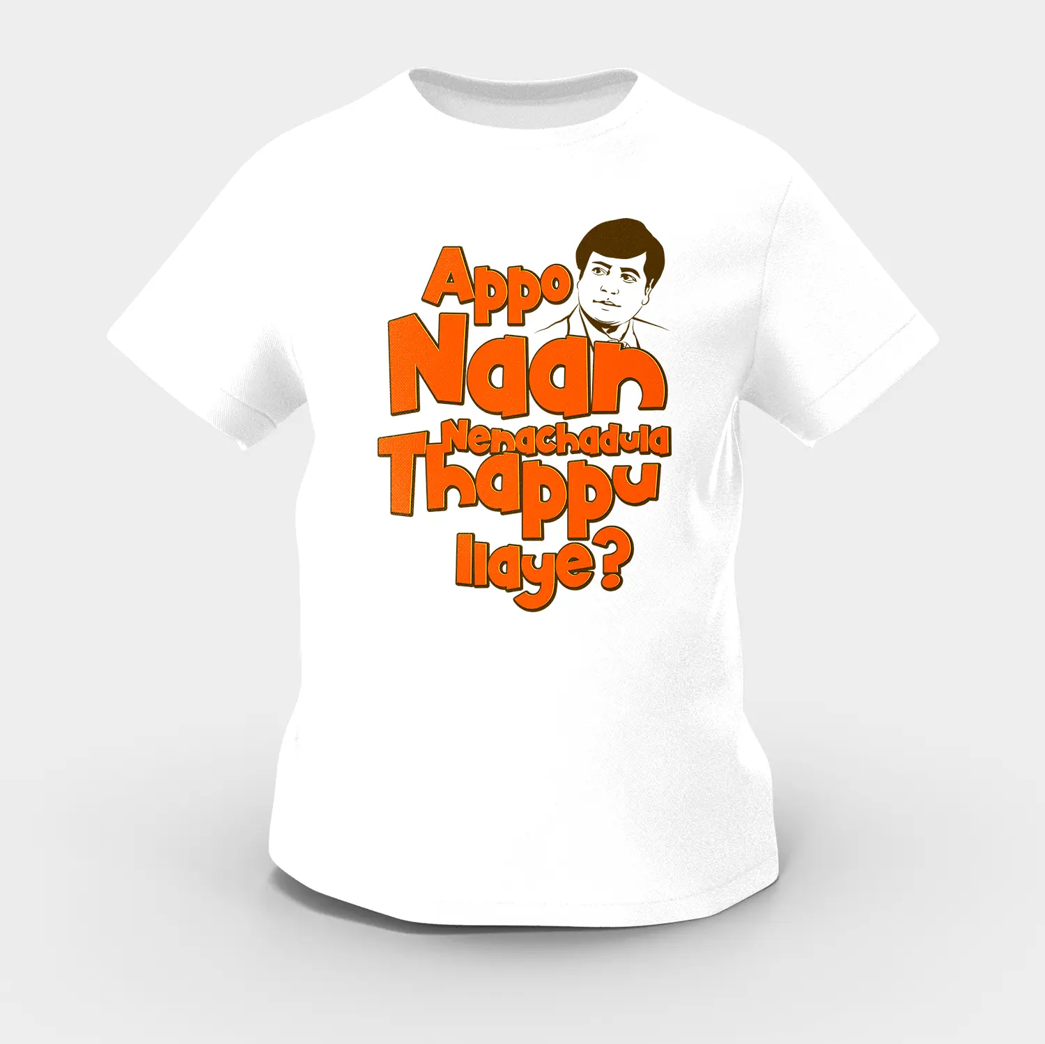 Appo Naan Nenachadula Thappu Ilaye Girls Round Neck T-Shirt in White Color