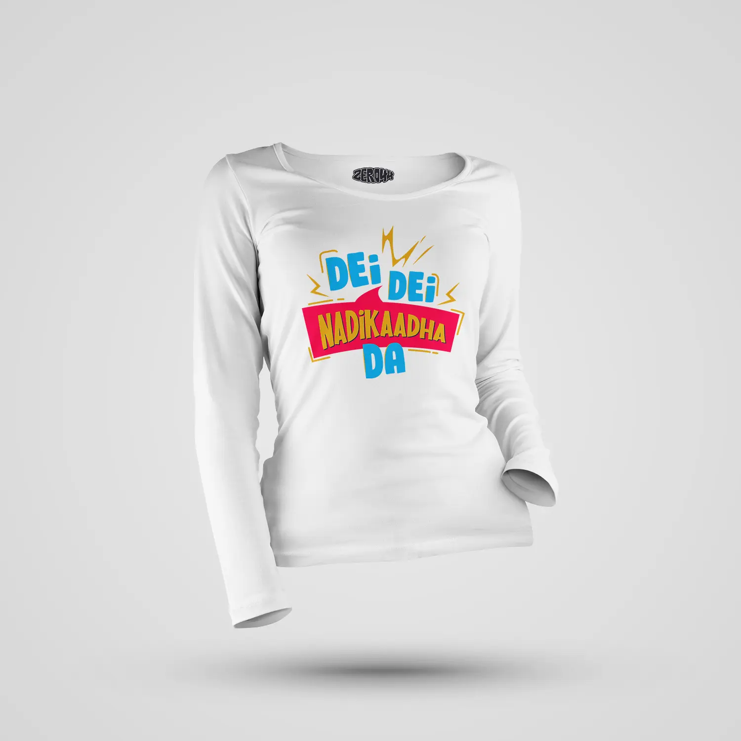 Dei Dei Nadikaadha Da Women's Long Sleeve T-Shirt in White Color