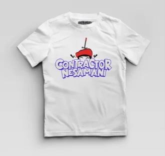 Contractor Nesamani Boys Round Neck T-Shirt in White Color